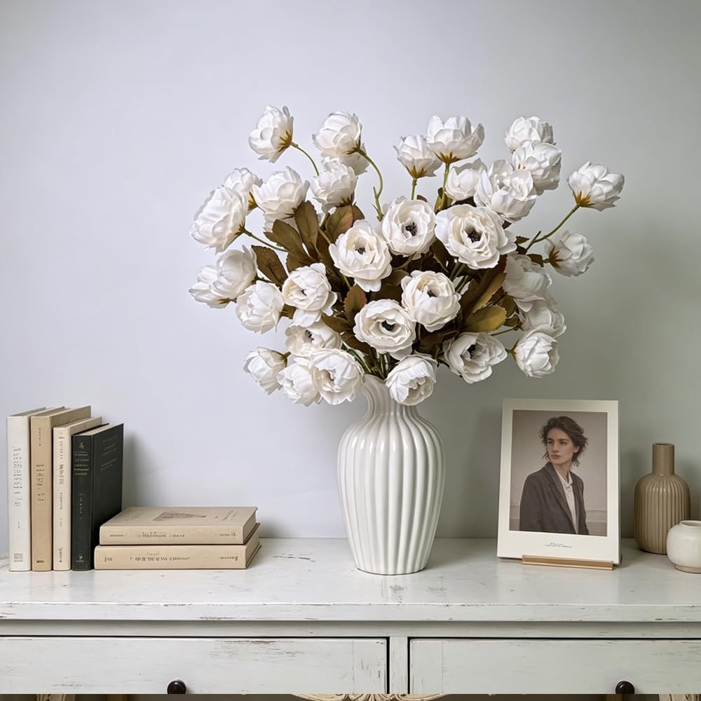 Artificial Peony for Vase, 6 Pcs Fake Peonies 28” Faux Silk Flowers Bulk Bra…