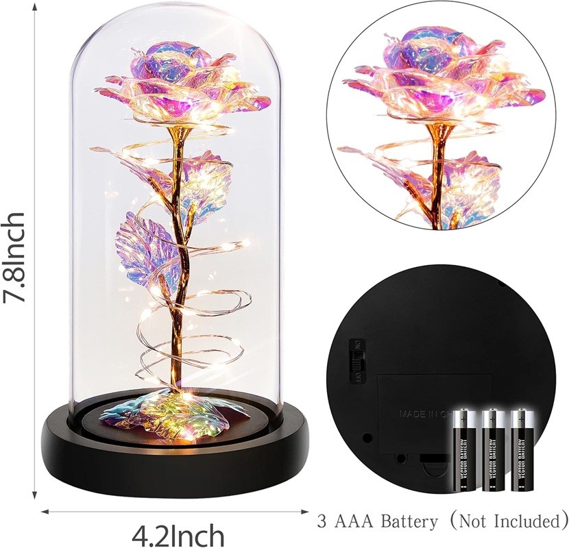 Christmas Rose Gifts for Women Birthday Mom Christmas Flowers Colorful Light Up