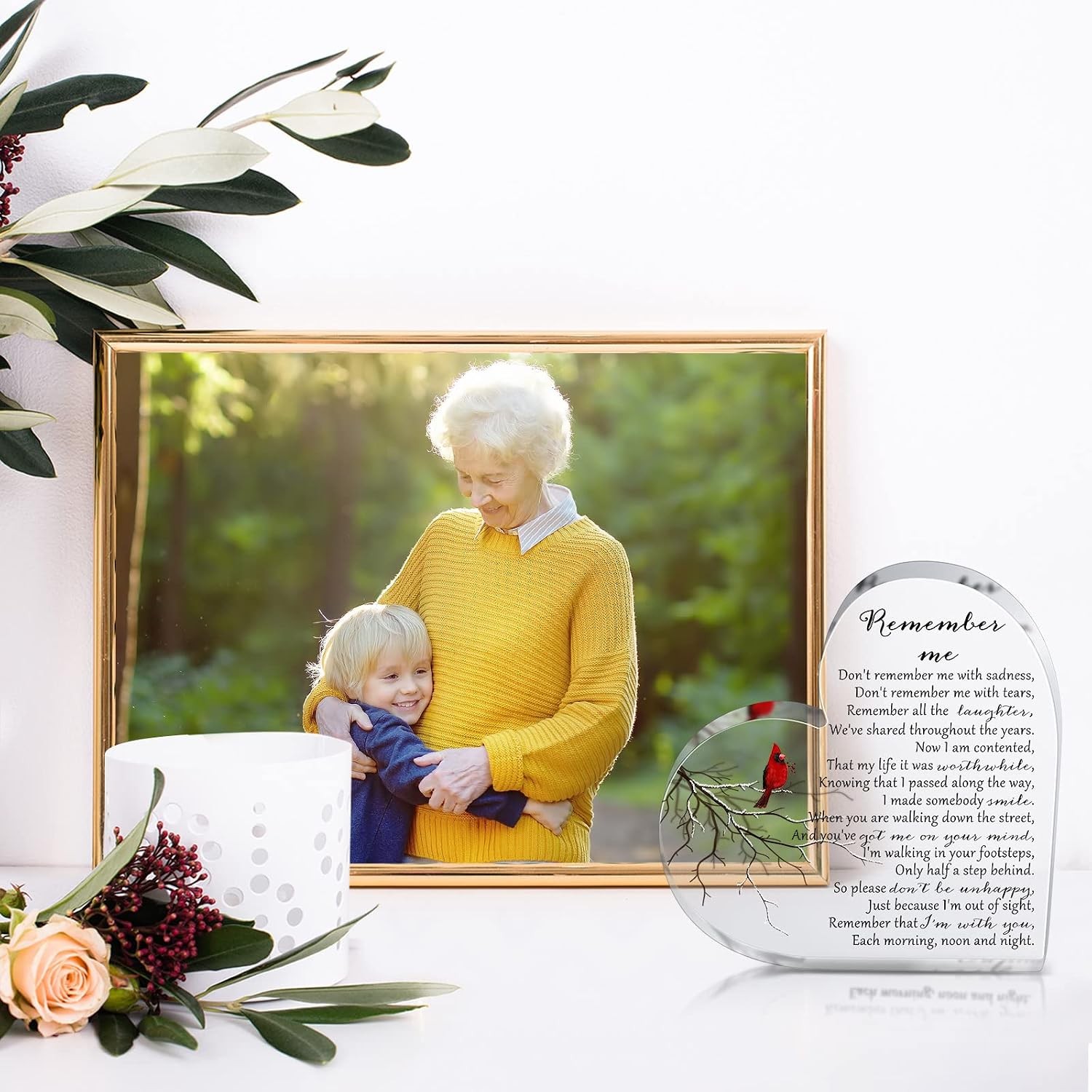 Yookeer Sympathy Gift Acrylic Heart Shape Memorial Bereavement Gifts for Loss of