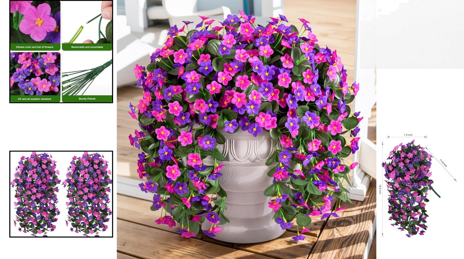 Vibrant Silk Orchid Hanging Flowers – 2 PCS UV Resistant for All Seasons Decor