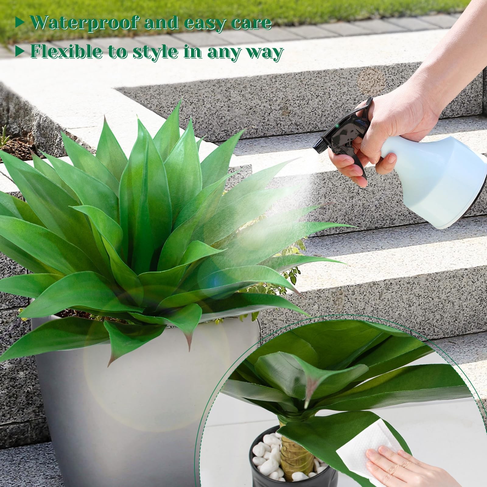 2 Pack Artificial Agave Plants 28 Inch Large Size Faux Succulent Stems Outdoo…