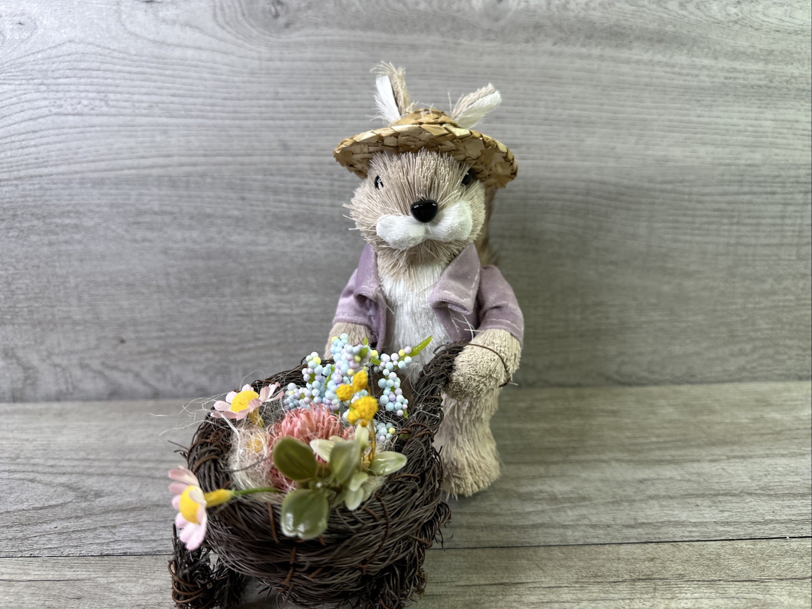 Bloom Room Squirrel Pushing Cart with Floral Decor Figurine New