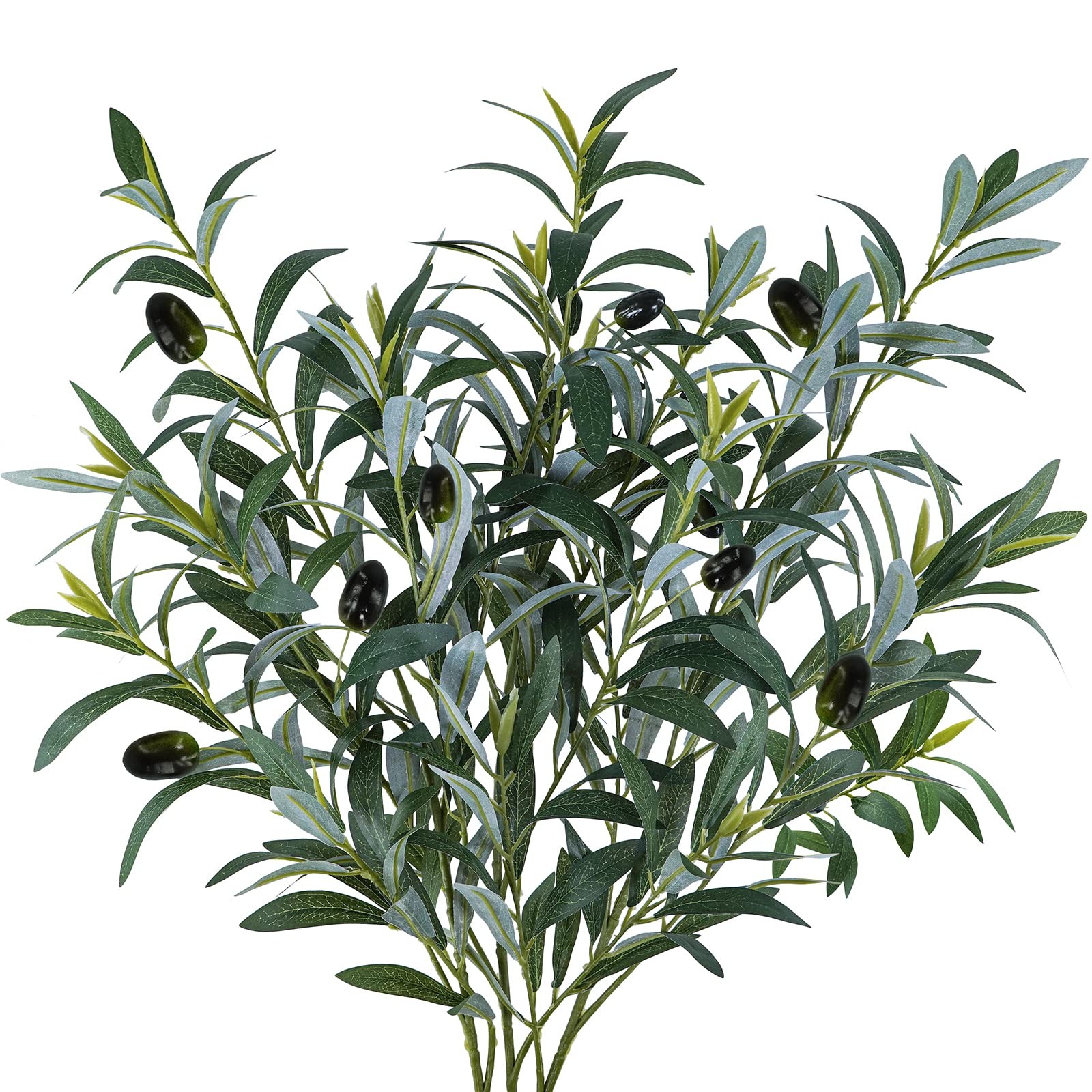 3 Pcs 23.6″ Tall Artificial Olive Branches with 261 Leaves Lifelike Faux Oliv…