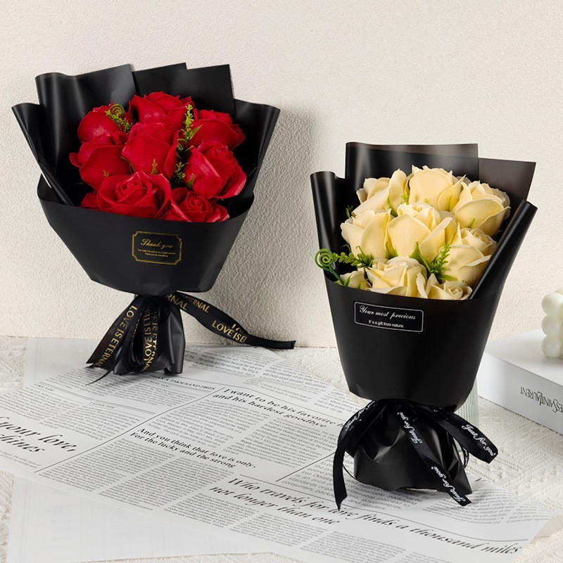9pcs Soap Flower Eternal Rose Bouquet for Girlfriend , Wife , Mother’s Day Gift