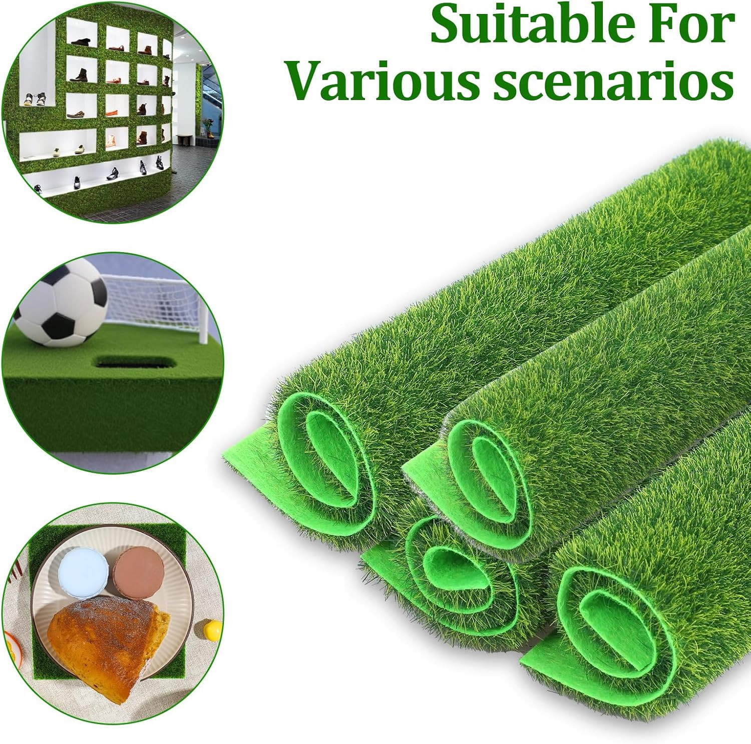 4 Pcs Fake Grass Decor for Crafts, 6 X 6 Inch Fairy Artificial Moss, Miniature M