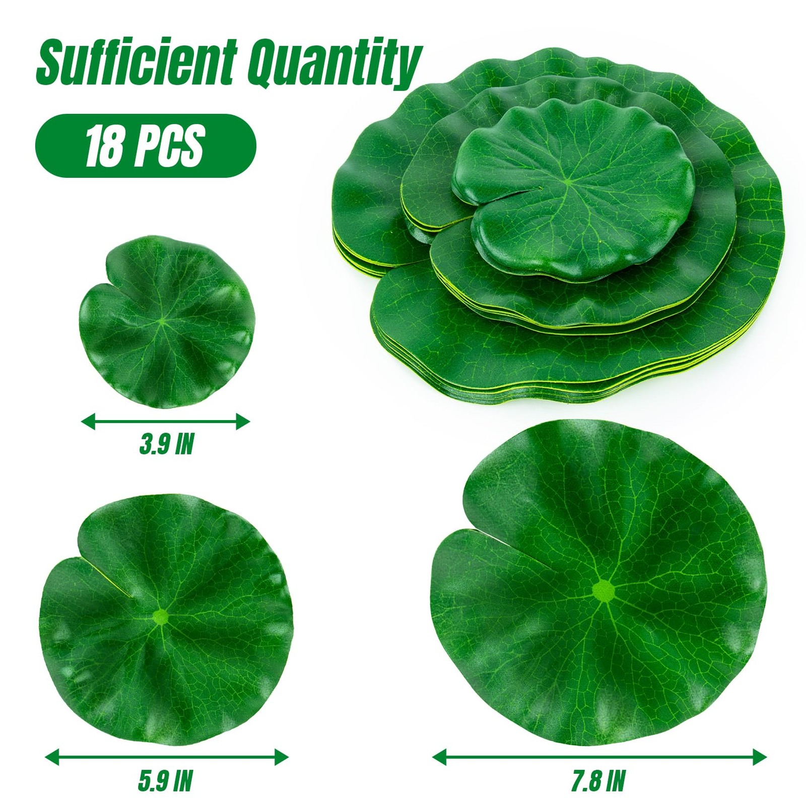 18 Pcs Artificial Floating Foam Lily Pads Lotus Leaves Realistic Water Lily Pads