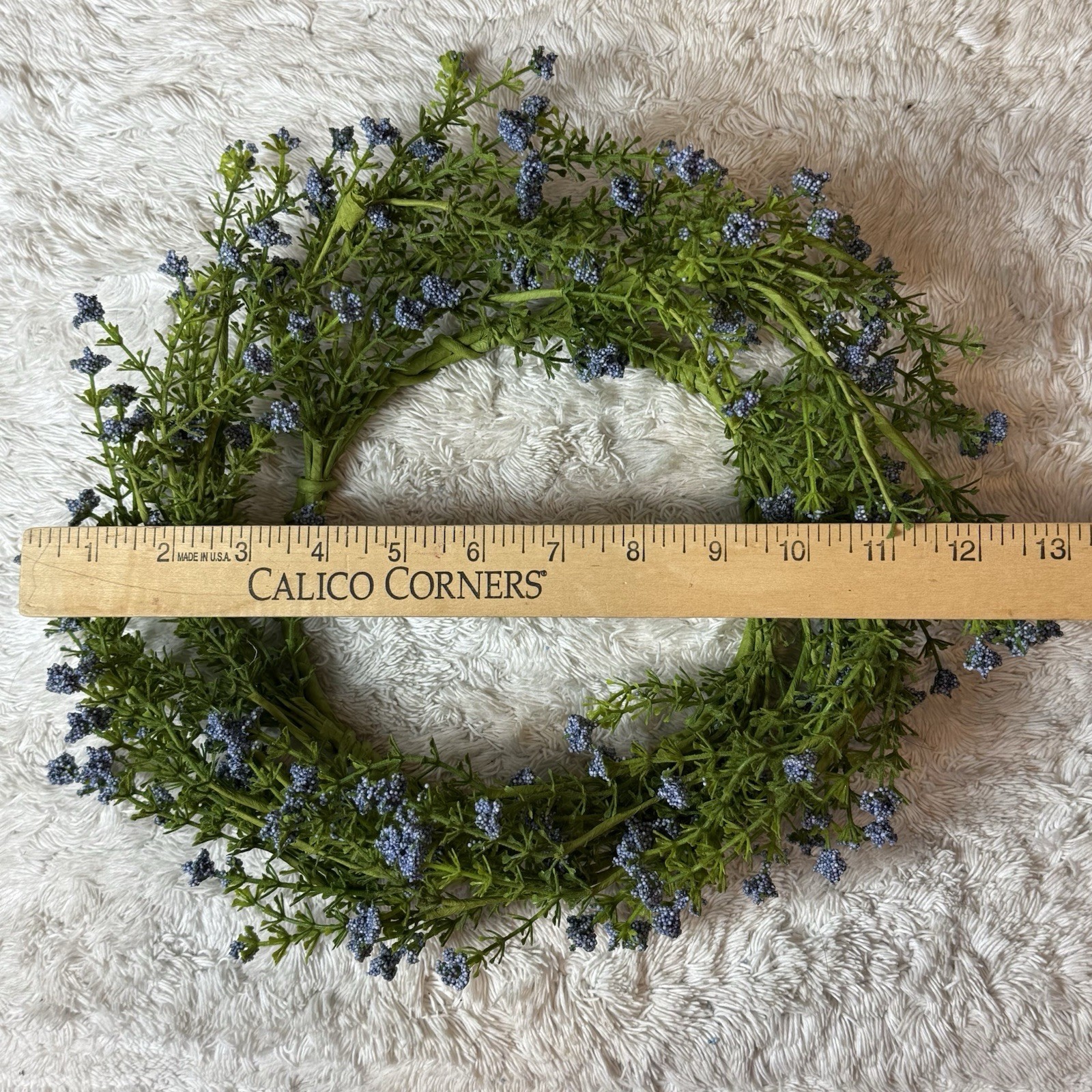 Blue Thistle Astilbe Wreath Cottage Farmhouse French Country 12” Cloth Wired