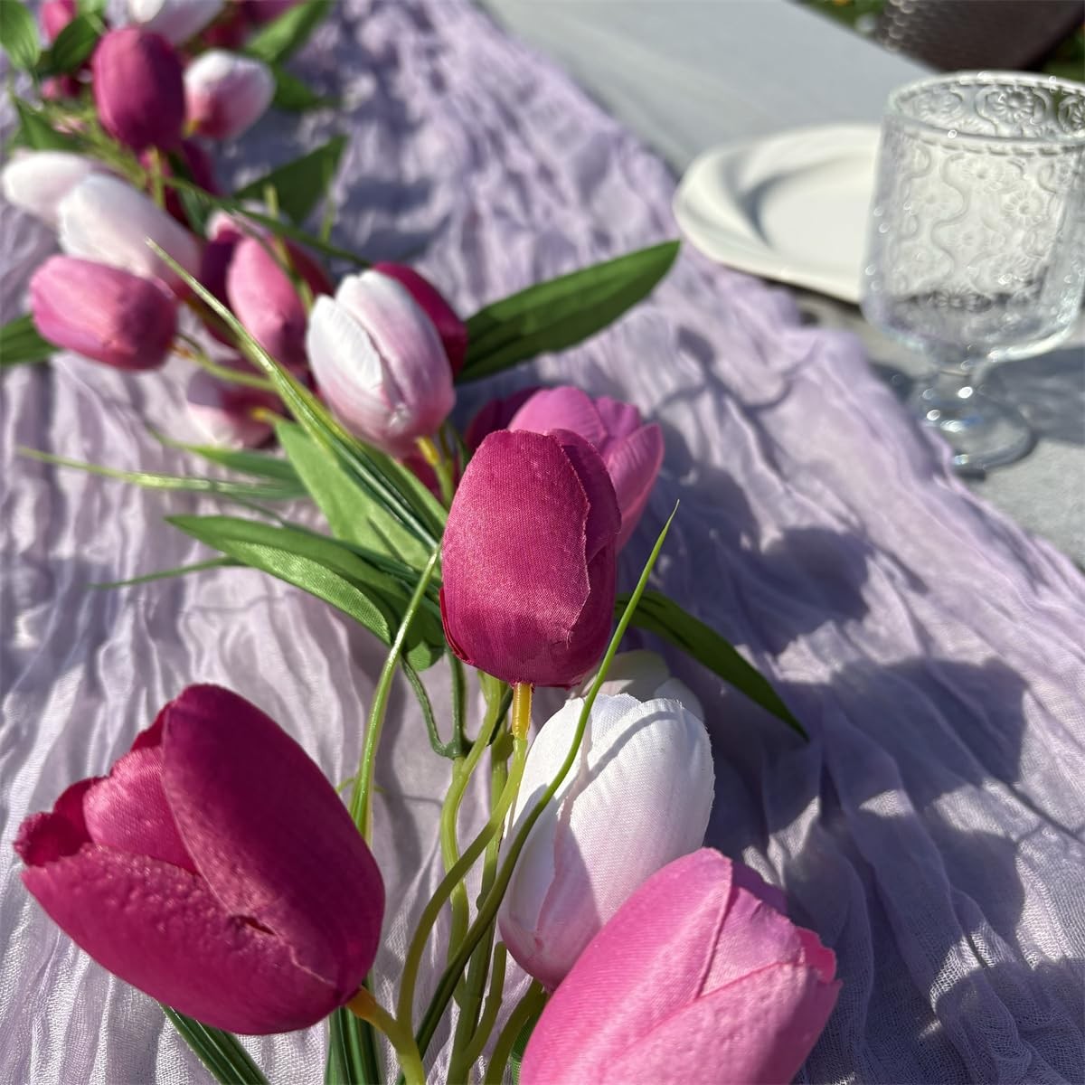 Artificial Tulip Garland，6ft Flowers Garland with Green Leaves Easter Wreath …