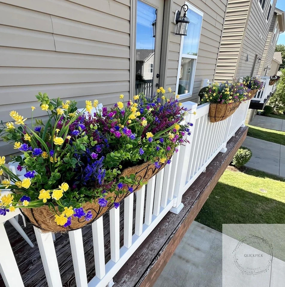 24 Bundles Artificial Flowers Outdoors Faux Plants UV Resistant Fake Flowers Fau