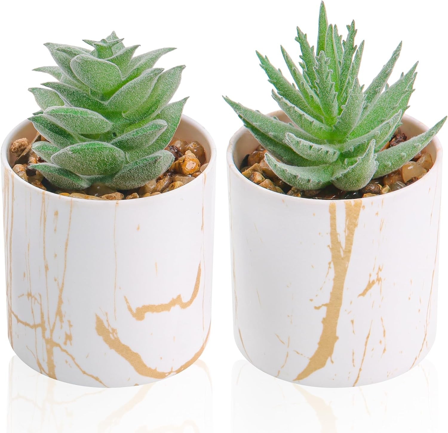 Set of 2 Eco-Friendly Artificial Succulents for Elegant Home and Office Decor