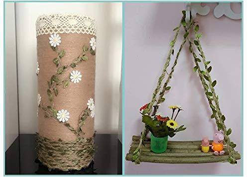 33 Feet Natural Burlap Ribbon,5MMjute Twine withArtificial Vine Fake Foliage …
