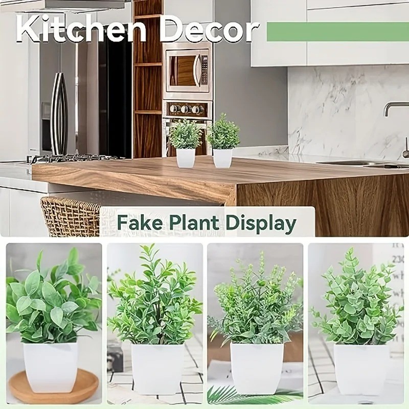 4 Pack Fake Plants Mini Artificial Greenery Potted Plants for Home Decor Indoor