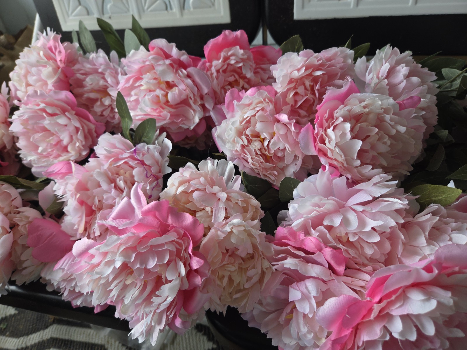 Lot of 10 NWT Faux Pink Peony Stems 5 Large Blooms Each Wedding Floral Décor