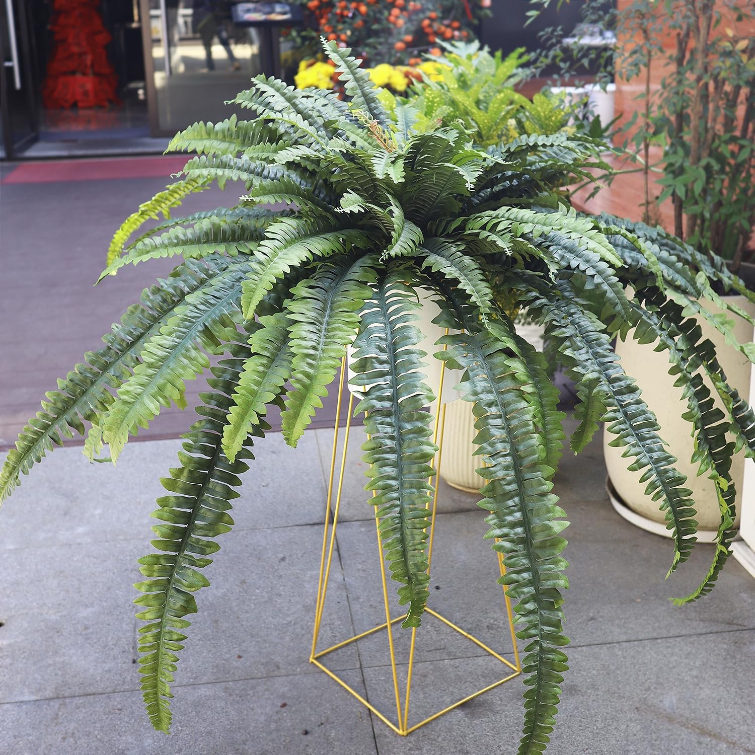 Large Artificial Boston Fern 68″ Fake Ferns Silk Artificial Plants for Outdoo…