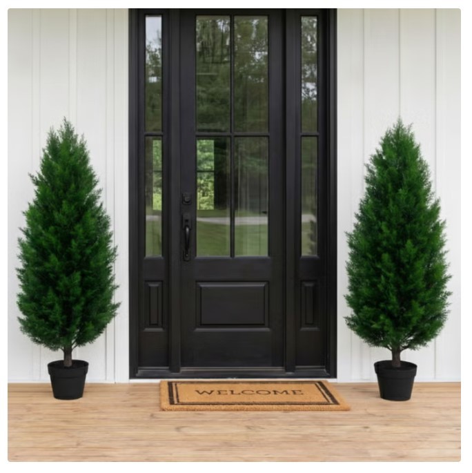2 Pack Nearly Natural Faux 4′ UV Resistant Cedar Tree Indoor and Outdoor NEW