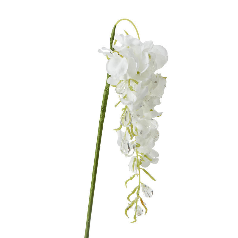 Set of 2 Poly Silk Wisteria 13-1/2″ Floral Stems with Acrylic Gem Accents