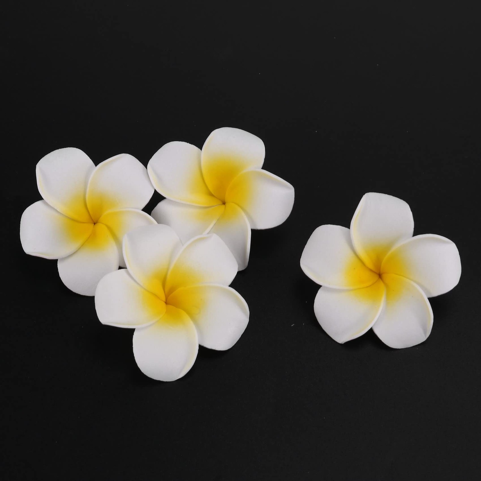 100Pcs White Foam Hawaiian Frangipani Artificial Plumeria Flower Petals Cap H…