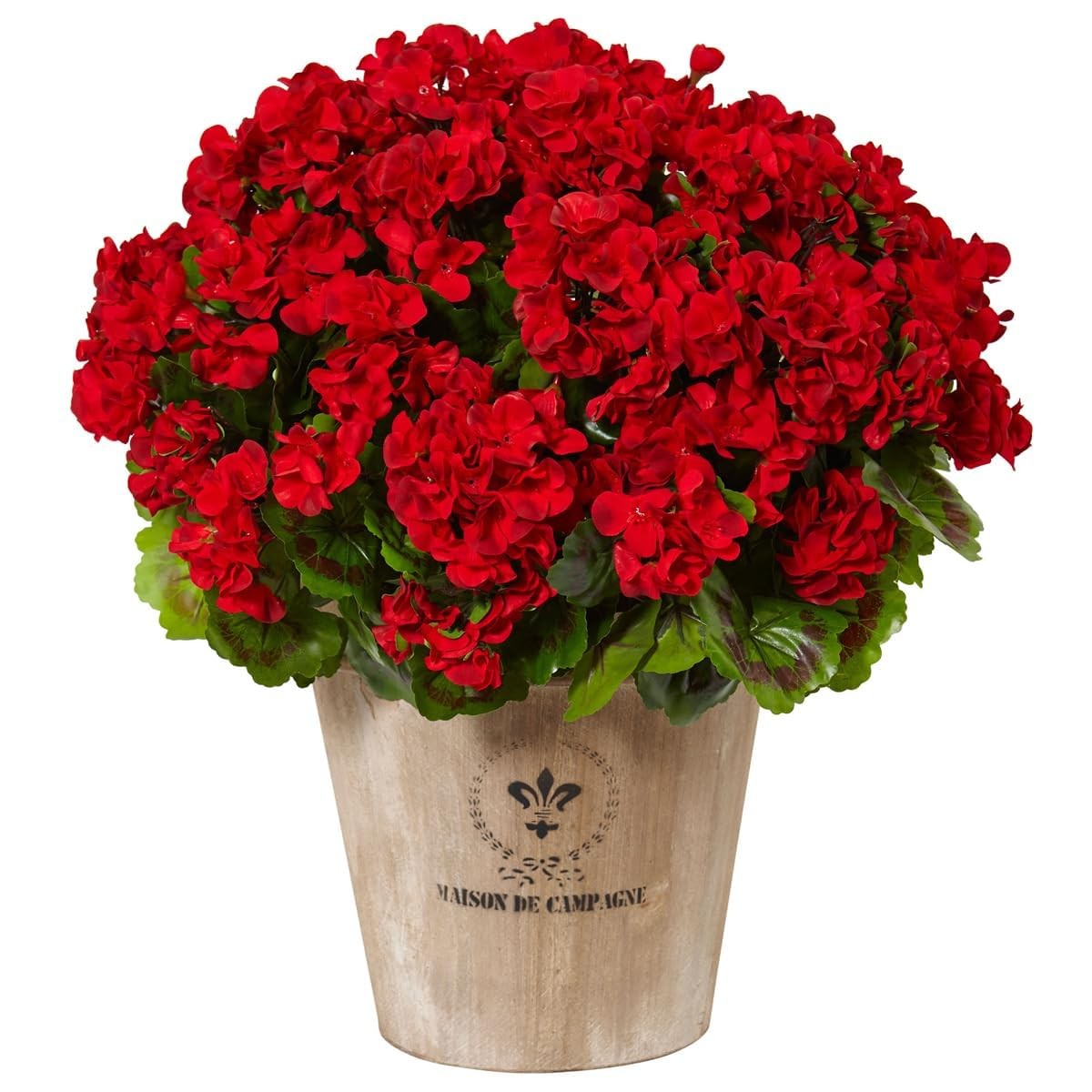 Artificial Geranium Silk Flower Bush Red 19 Inches Faux Geranium Flowers Plan.
