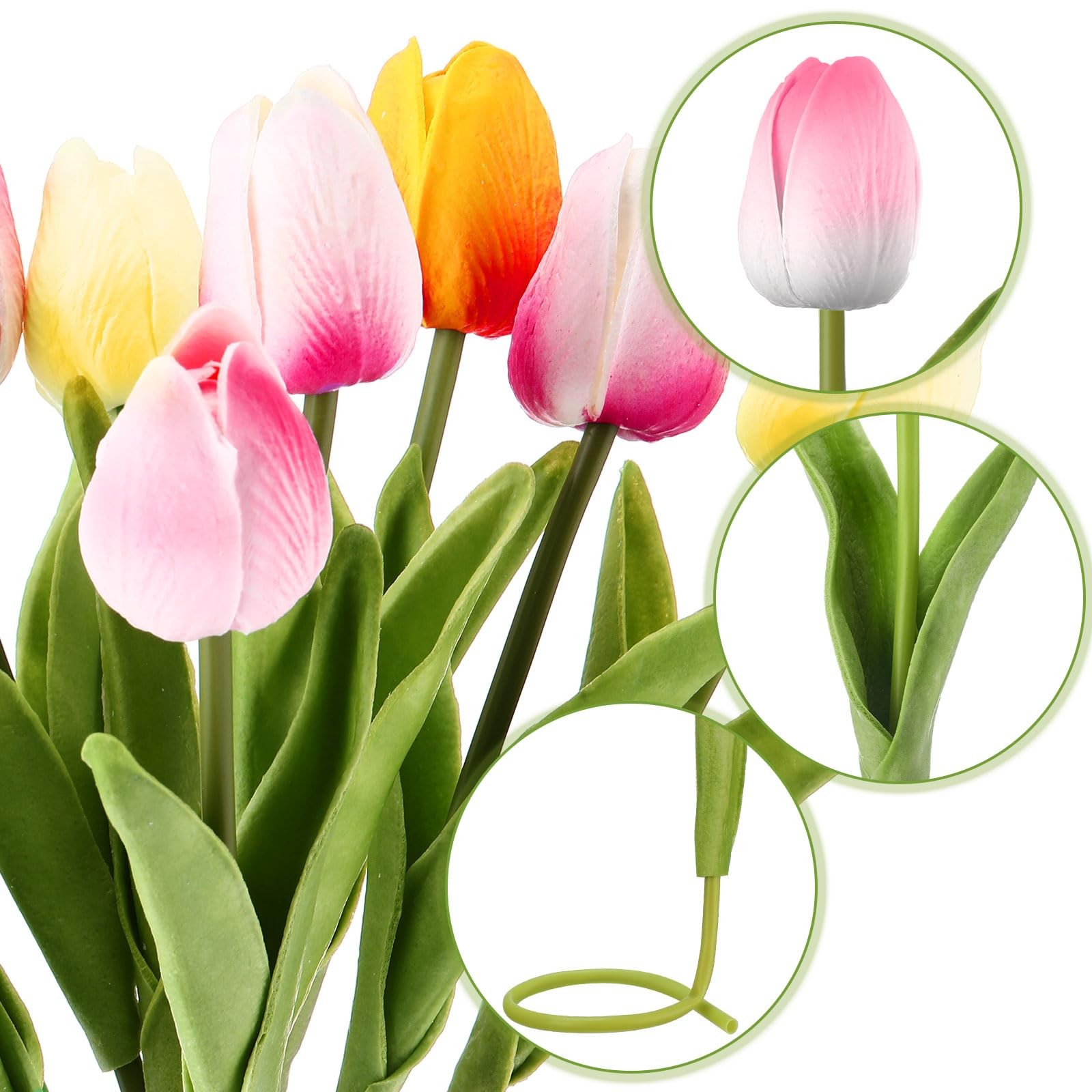 100pcs Artificial Tulip Flowers Fake PU Tulips Faux Latex Bouquet Flower Cent…