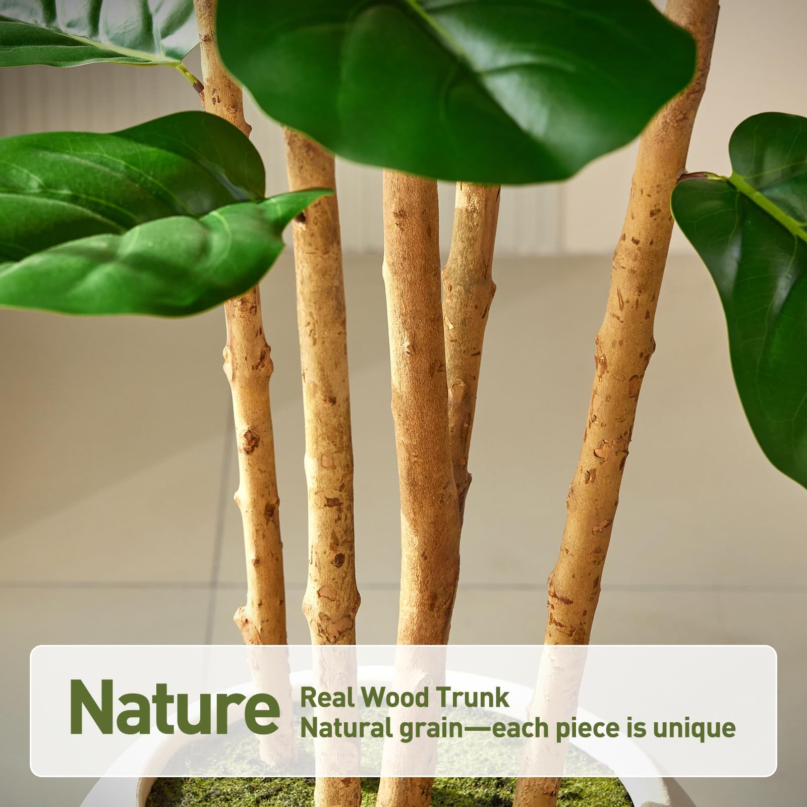 7FT Artificial Fiddle Leaf Fig Tree with White Planter – Tall Fake Tree, 4 Re…