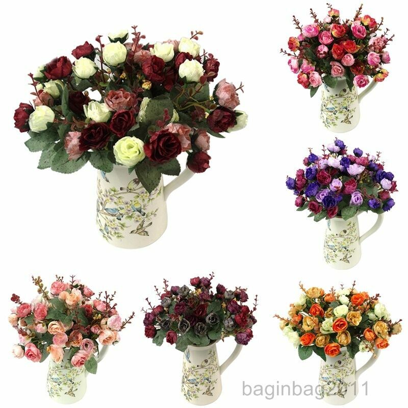 21pc/Bunch Artificial Rose Flowers Bouquet Wedding Party Home Decor Little Rose