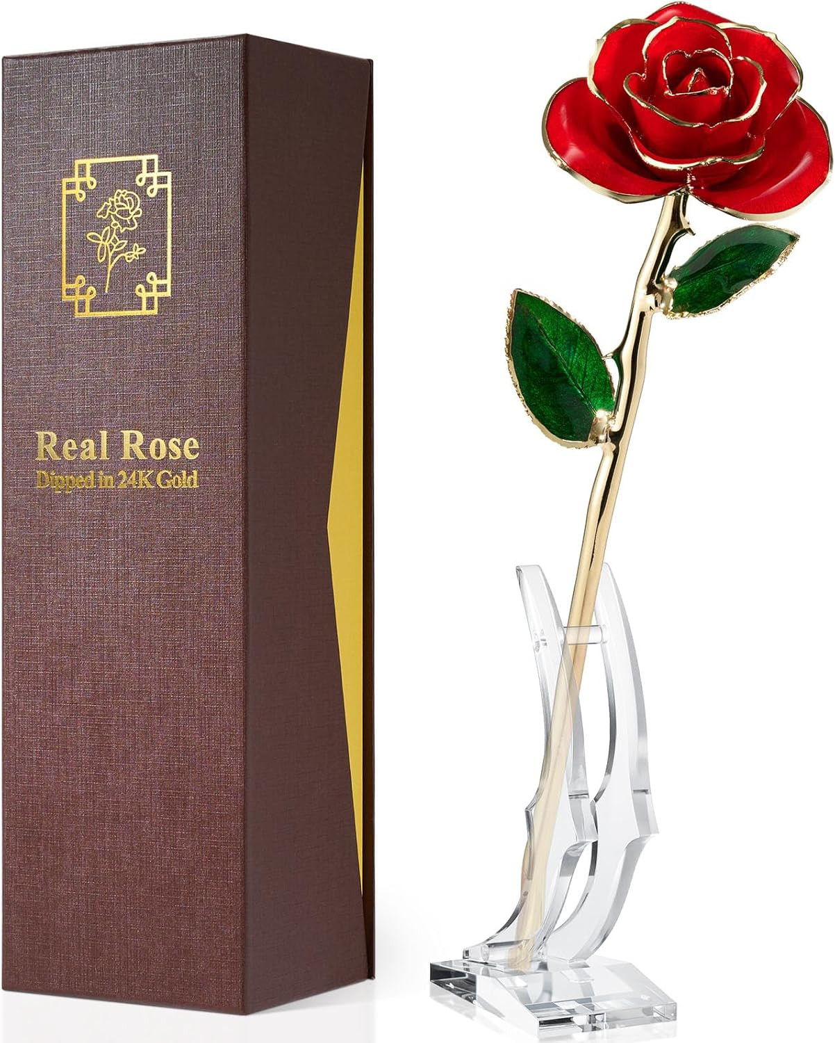 Gold Dipped Rose – Real Rose Preserved in 24K Gold with Stand, Forever Gift for