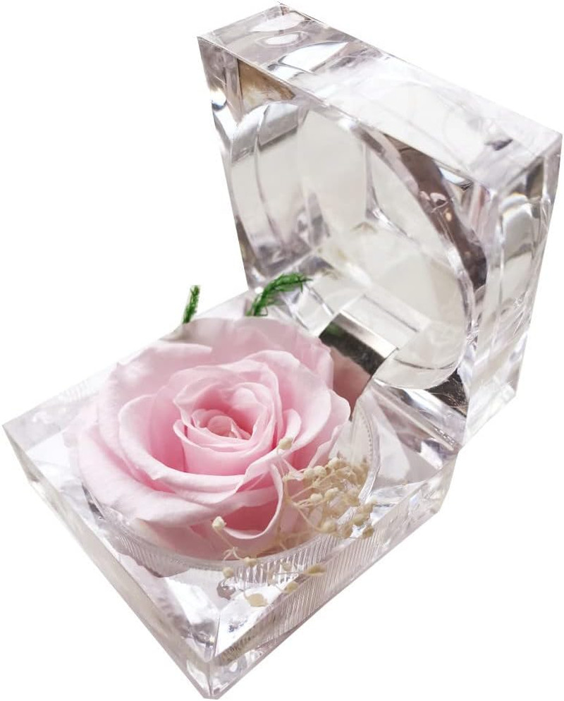 Preserved Rose Real Forever Rose in Mini Clear Ring Box, Eternal Flower Rose