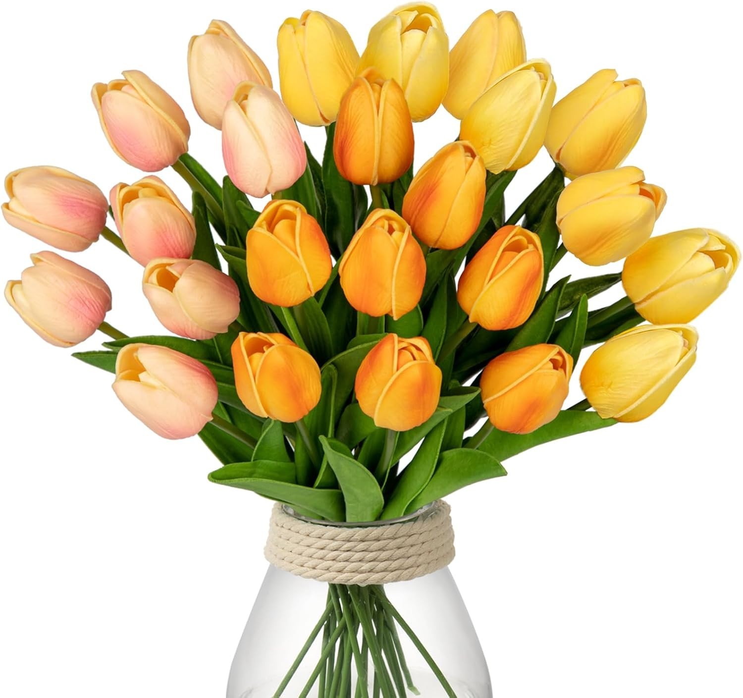 24 Pcs 13.5 in Mixcolor Artificial Tulips Flowers Real Touch Fake Tulips