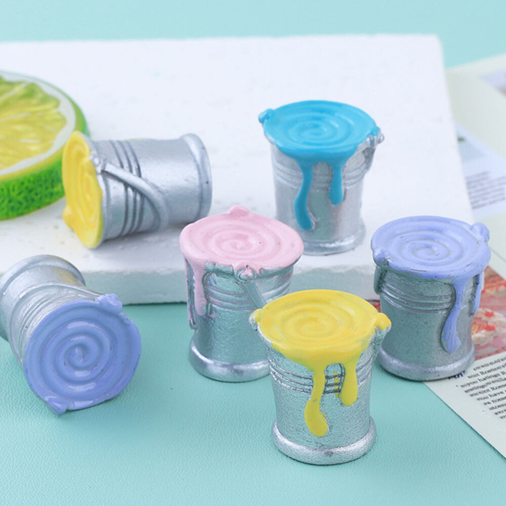 6 Pcs Dollhouse Tool Mini Paint Pot Models Miniature Can Modeling Crafts