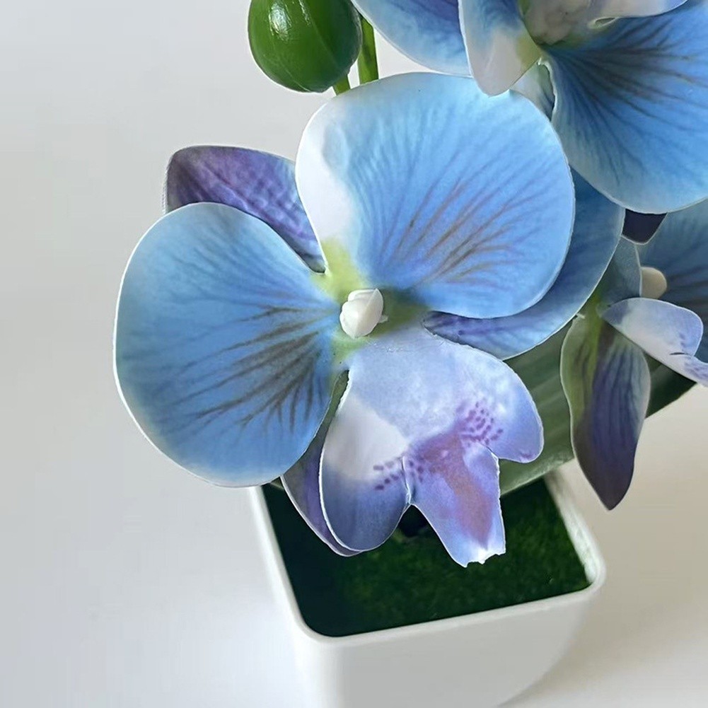 Artificial Orchid Arrangement 3 Bloom 7.09in with Square Pot for Living Room