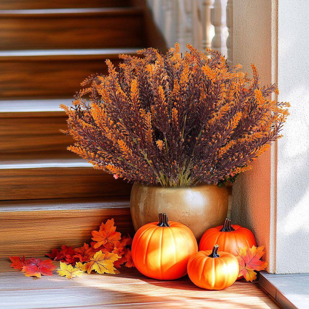 7.50 In. H Lavender Artificial Fall Flowers 10 Bundles UV Resistant Faux Plants