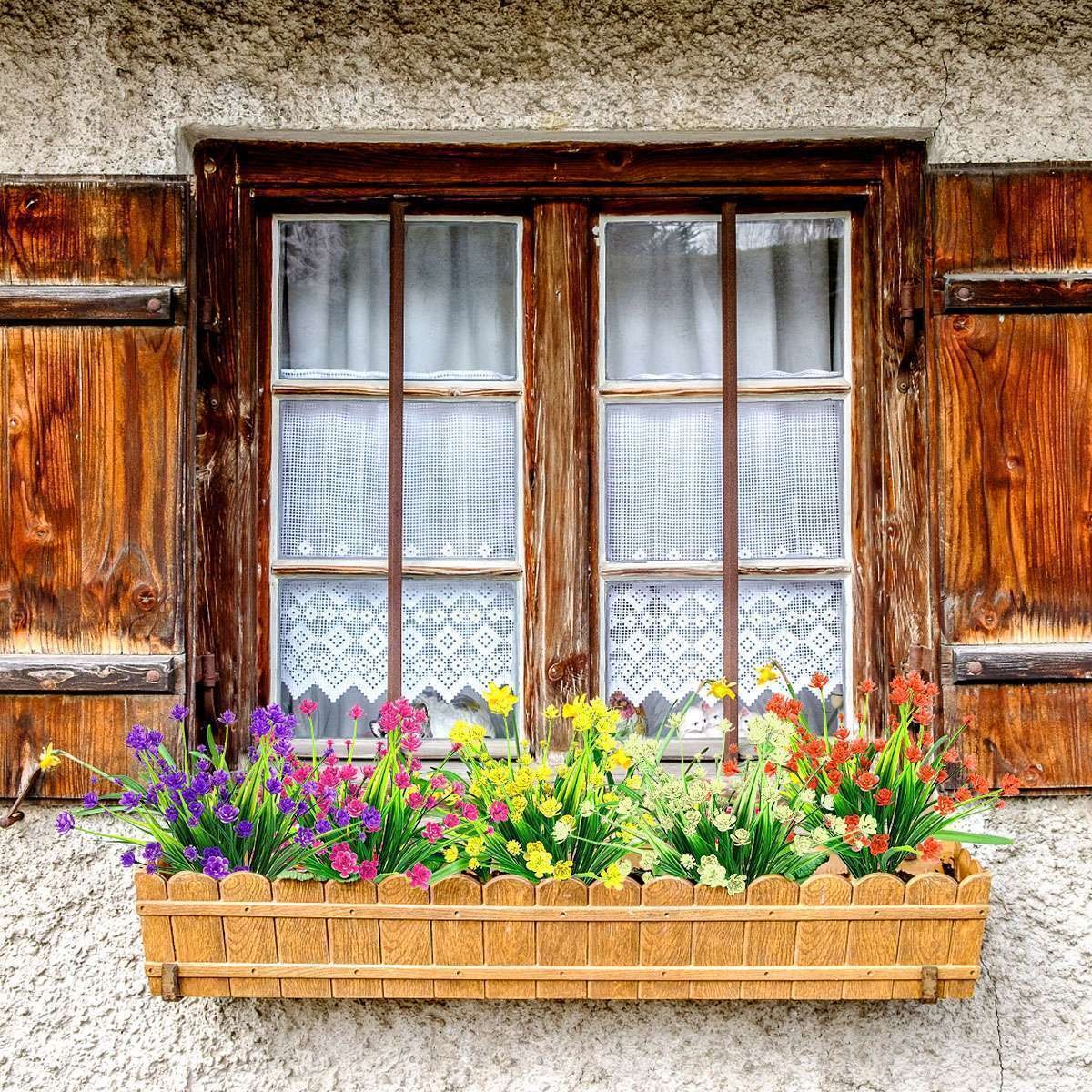 4/6/10 Bundles Artificial Fake Flowers Bouquet Faux Indoor Outdoor Plastic Plant