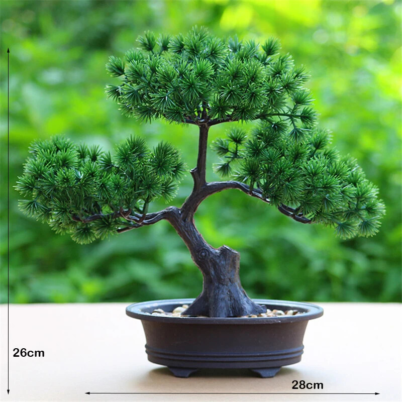 Flower Bonsai Zen Simulated Tree Pine Potted Desktop Decoration Fengshui