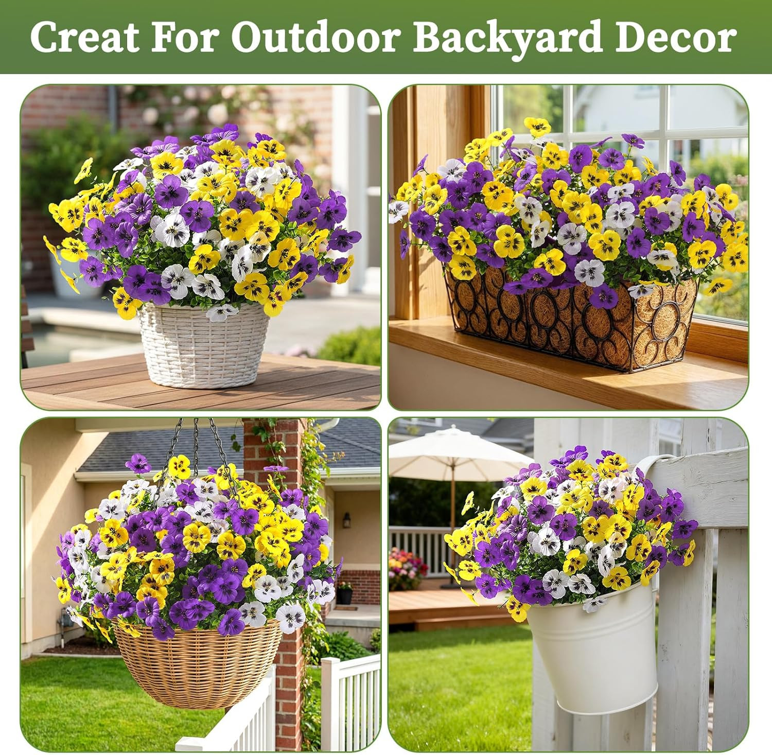 Alupssuc 48 Bundles Artificial Flowers for Outdoors, Fake Spring Flowers for Dec