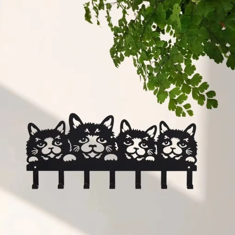 Wall Mounted Metal Cat Coat Hooks – Efficient Storage Rack for Wall Organization