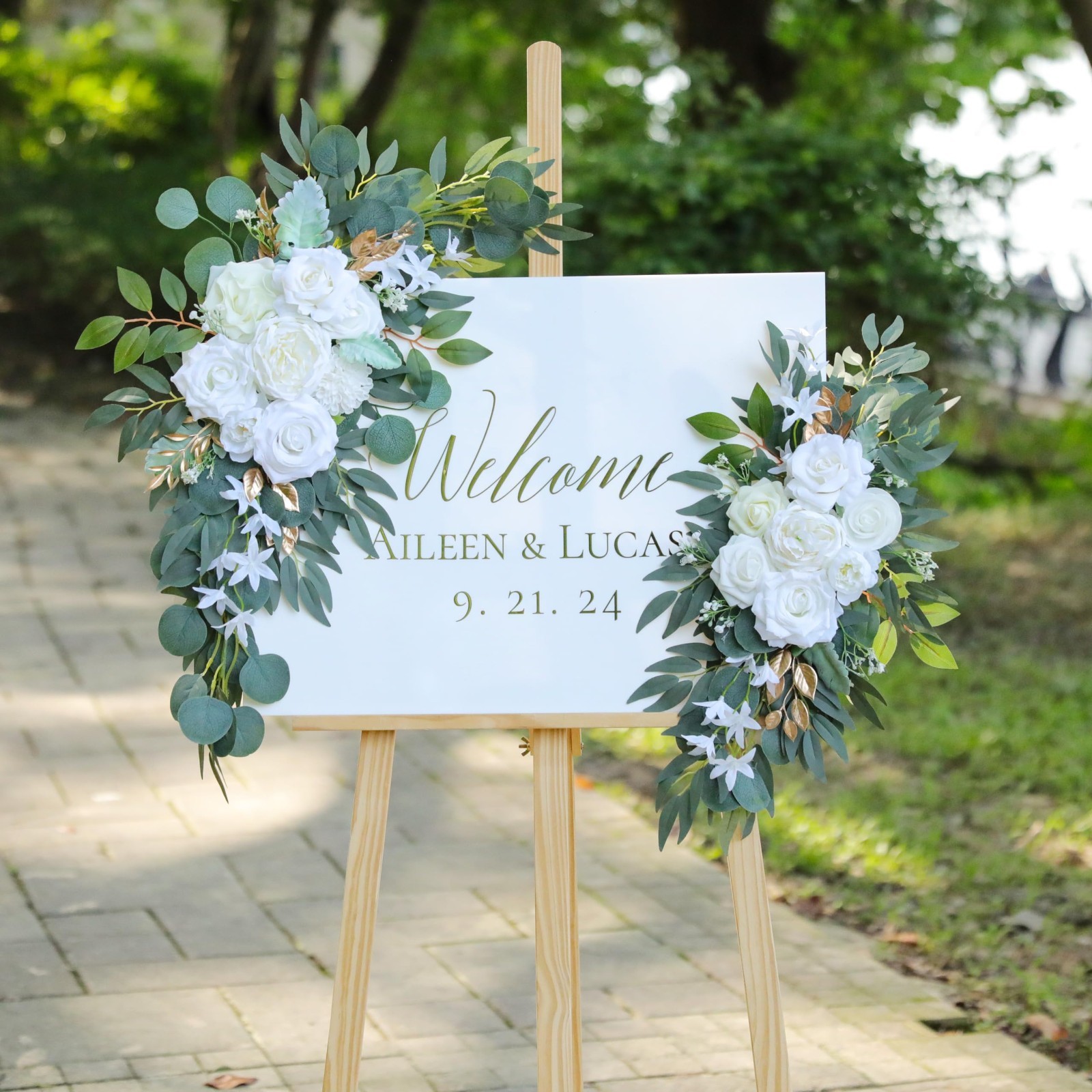 White Wedding Arch Flower Swags Set of 2 – Artificial Floral Decor for Ceremony