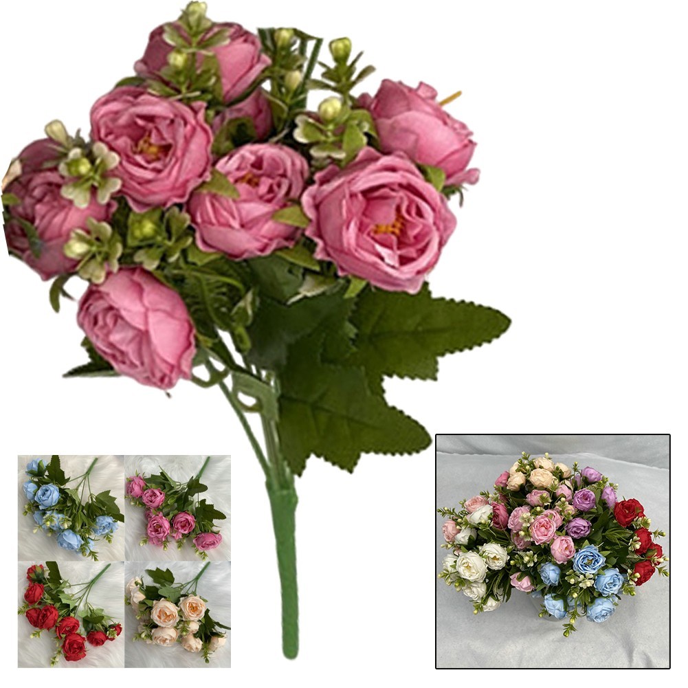 Vibrant Artificial Flowers Nordic Style Starry Peonies on Elegant Cloth