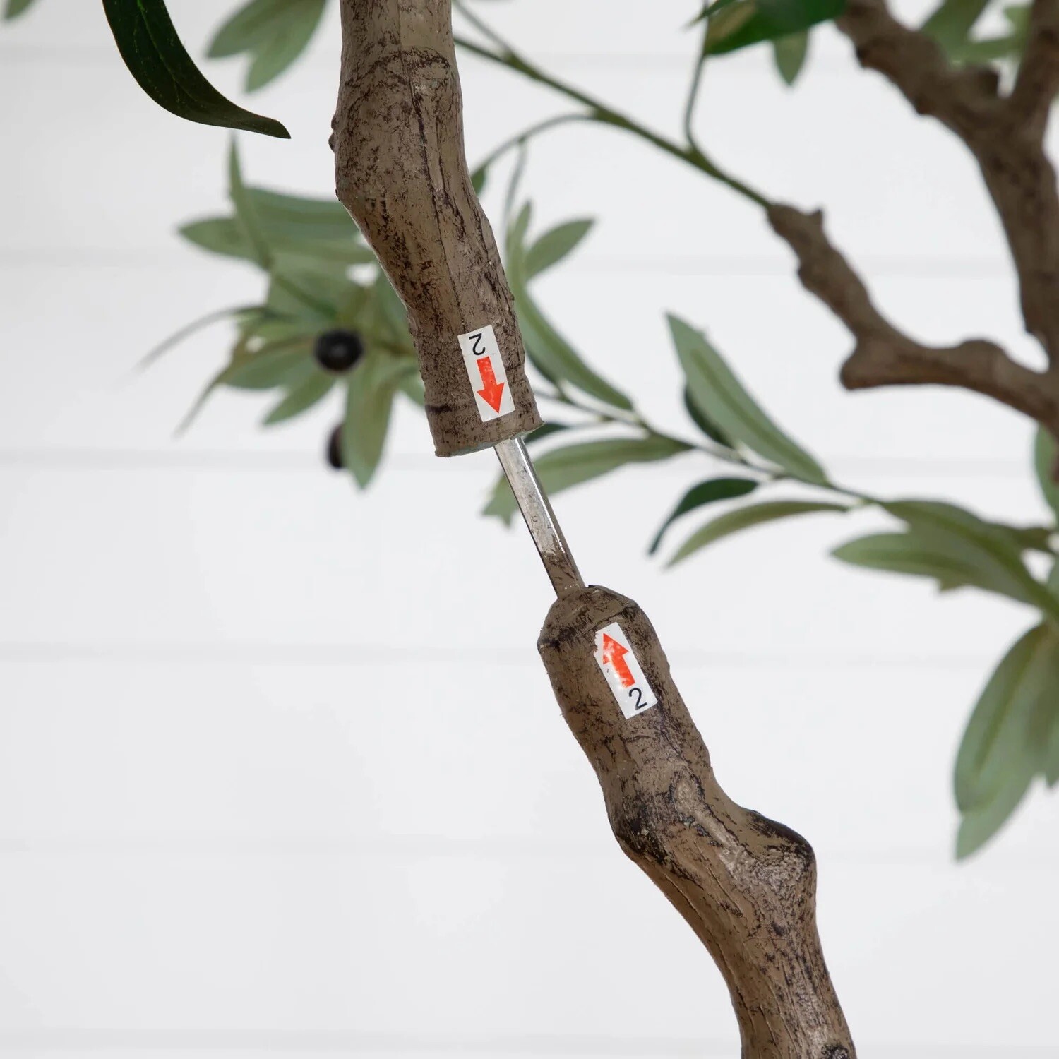 8’ Artificial Grand Olive Tree in White Decorative Planter. Retail $524