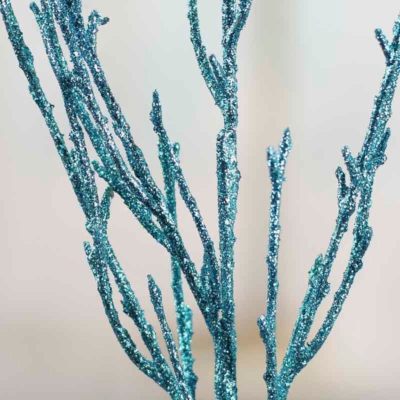 Set of 12 Teal Blue Glittered Artificial Twig 22″ Branches