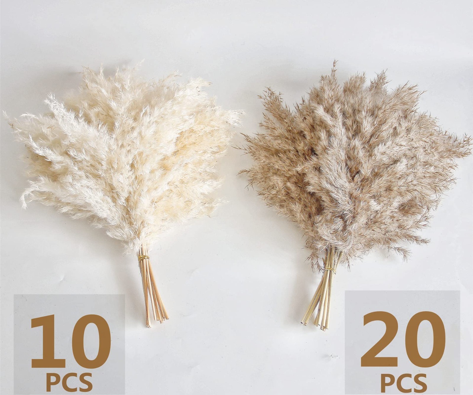 30 PCS Boho Decor Fluffy Pampas Grass – Natural Dried Short Pompas for Home & Ta