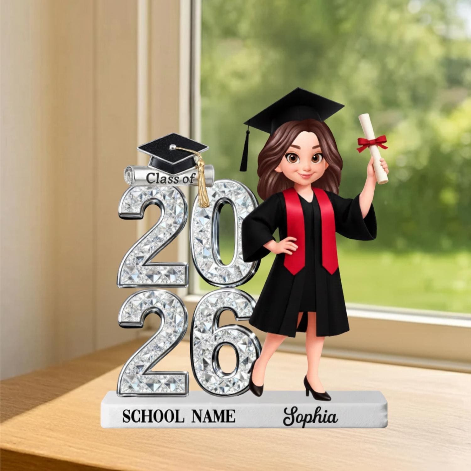 Personalized Crystal Effect Class Of 2026 2027 Senior 2D Flat Acrylic Block