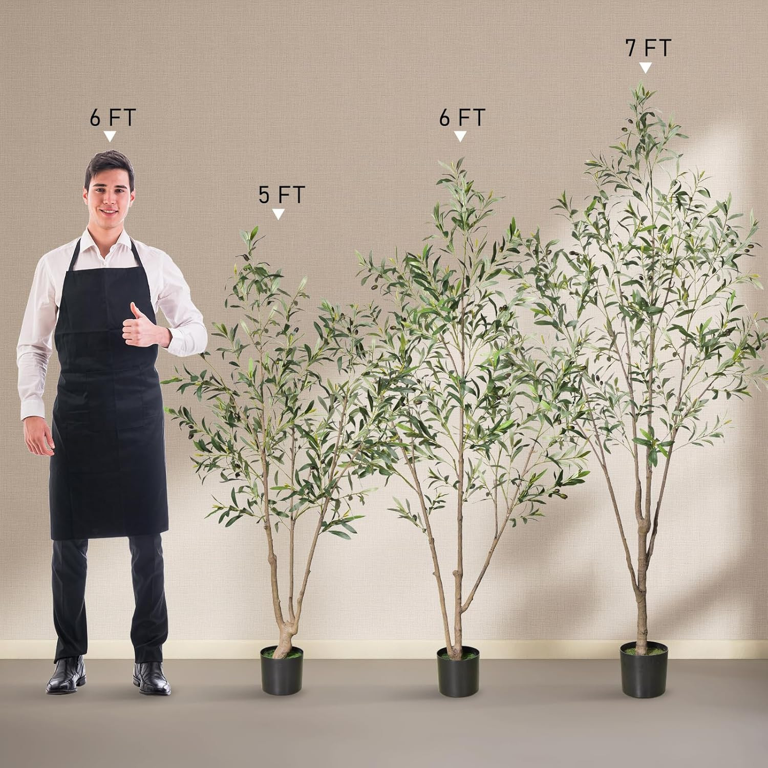 5FT Faux Olive Tree with Natural Wood Trunk for Home and Office Decor