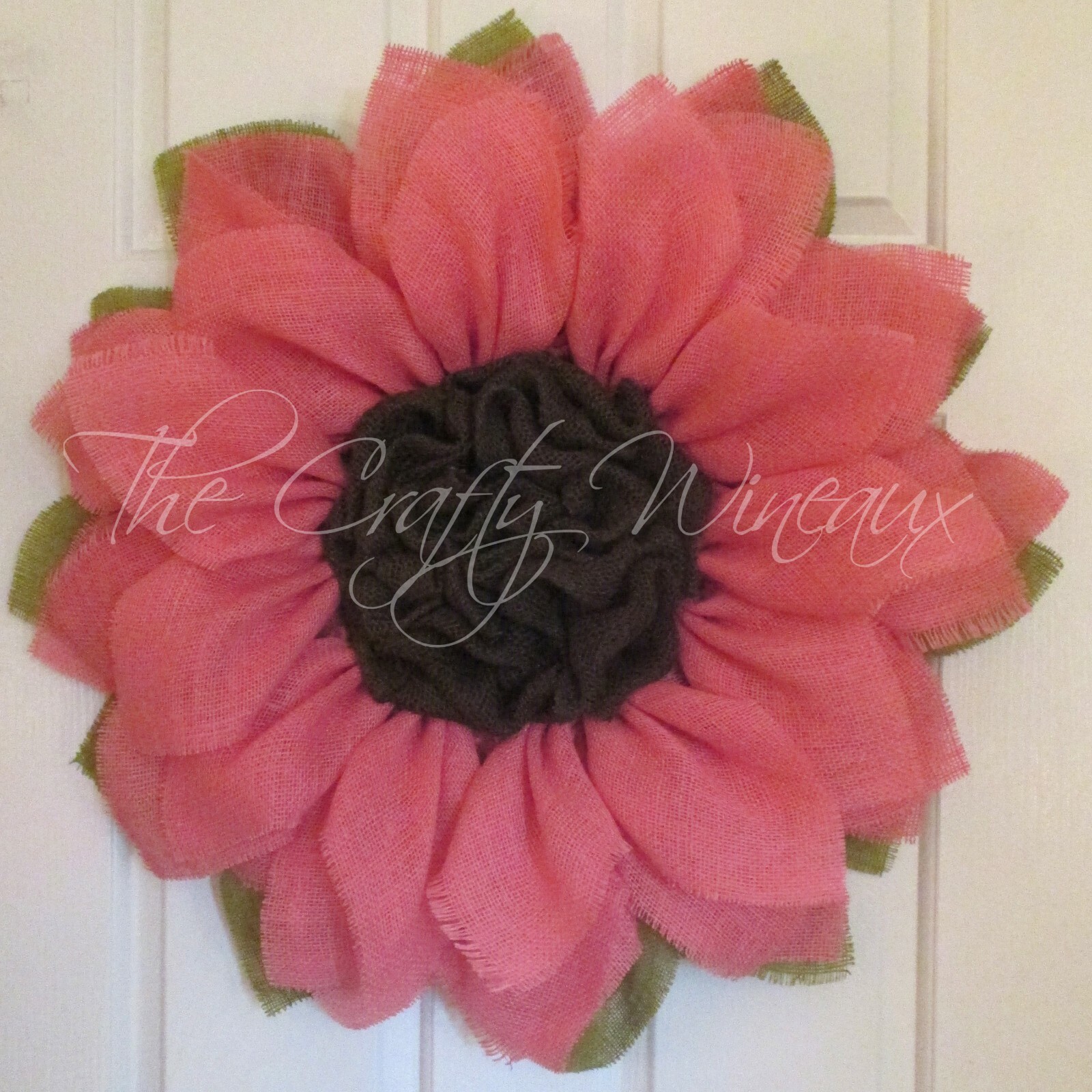 The Crafty Wineaux – Large 25″ Light Pink Burlap Sunflower Wreath