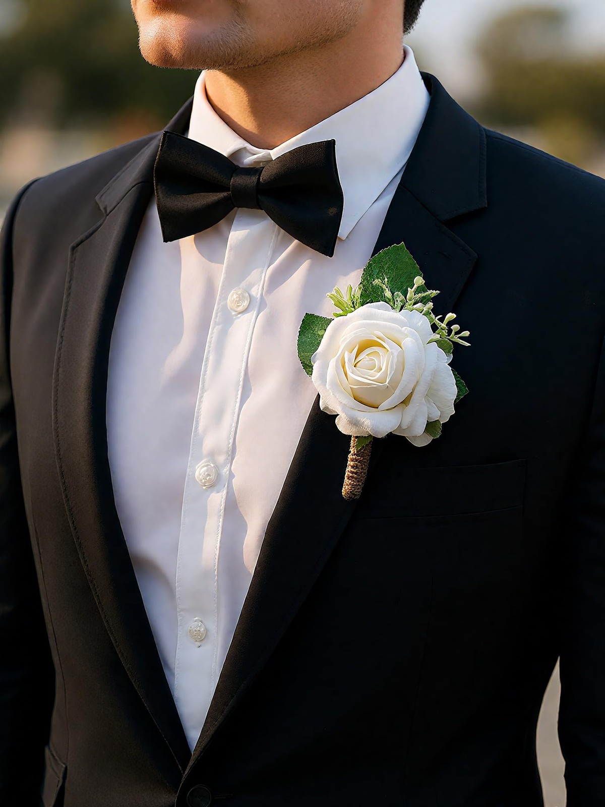 Ivory Rose Corsage and Boutonniere Set Wristlet Corsage for Bride Bridesmaids…