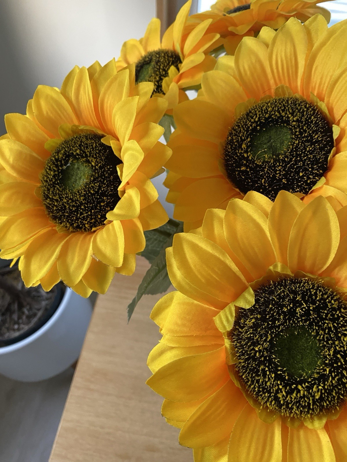6 PCS Artificial Sunflowers Long Stem Silk Fake Sunflower Decoration-USA Stock