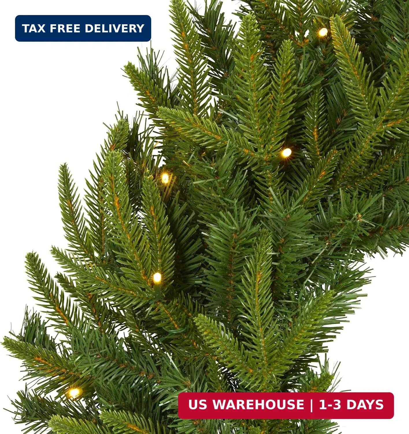 Nearly Natural 24in Artificial Long Pine Christmas Wreath Faux Greenery with Cle