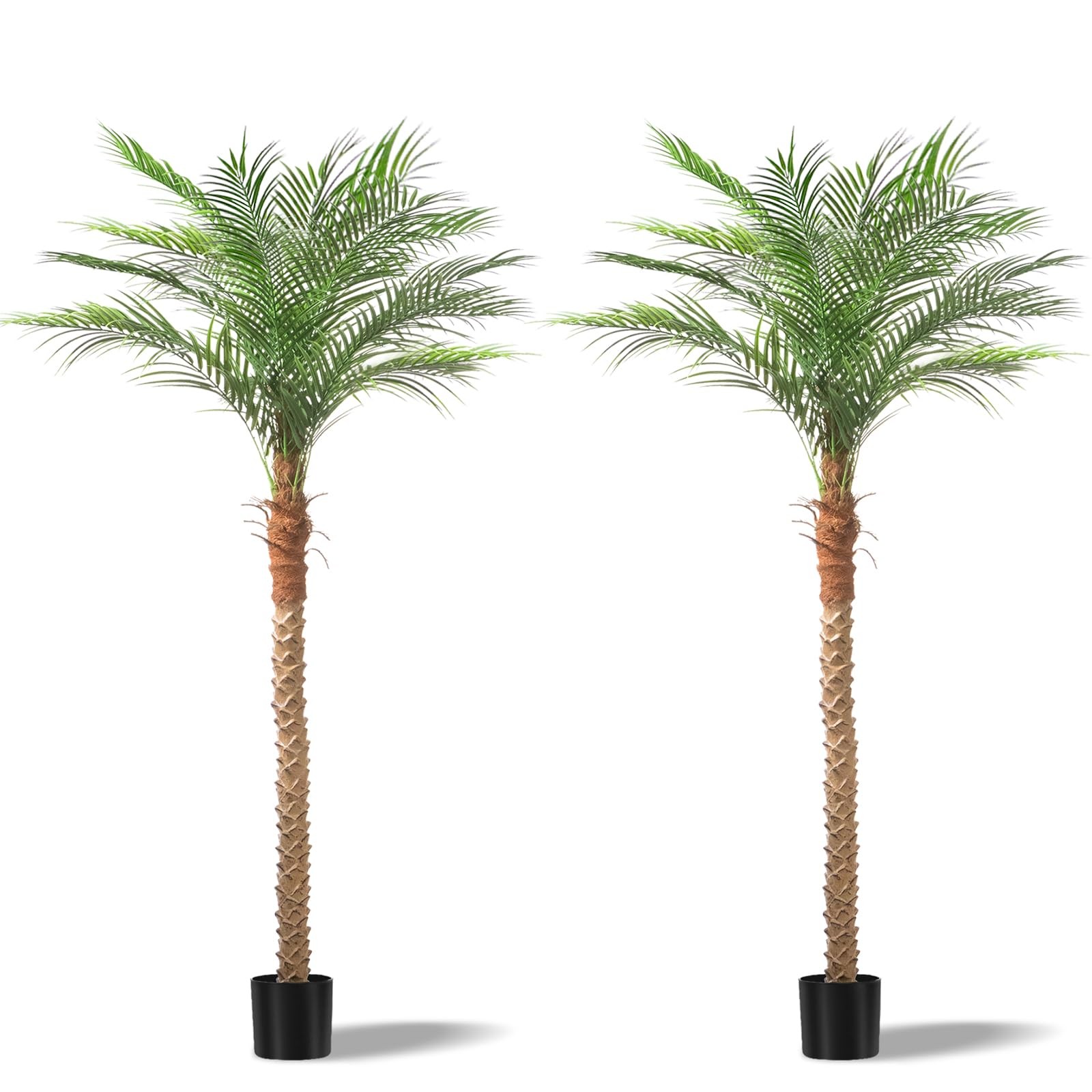 Artificial Phoenix Palm Tree 7ft 2 Set Faux Sago Palm Indoor Outdoor Decor