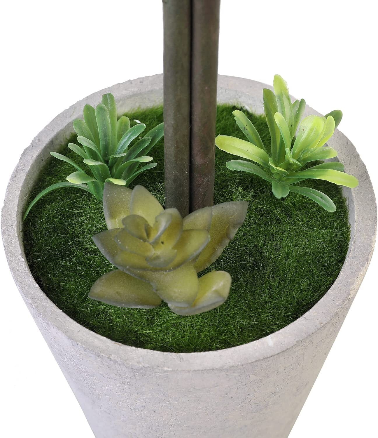 MyGift Artificial Boxwood Topiary Tree in Modern Gray Pulp Planter, Set of 2