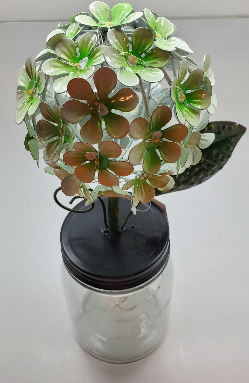 LED Lighted Metal Hydrangea in Jar with fairy ligh, Ultimate In.. Green. Q7