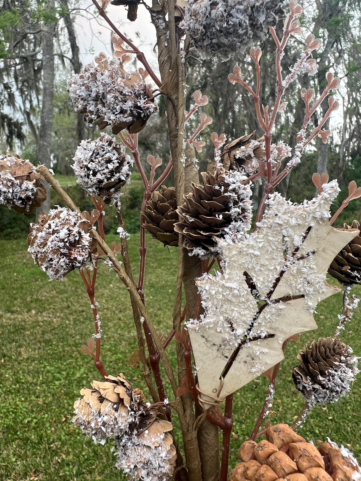 Regency Christmas Snow Covered Frosted Birch Pinecone Stem Branch Pick Crafts
